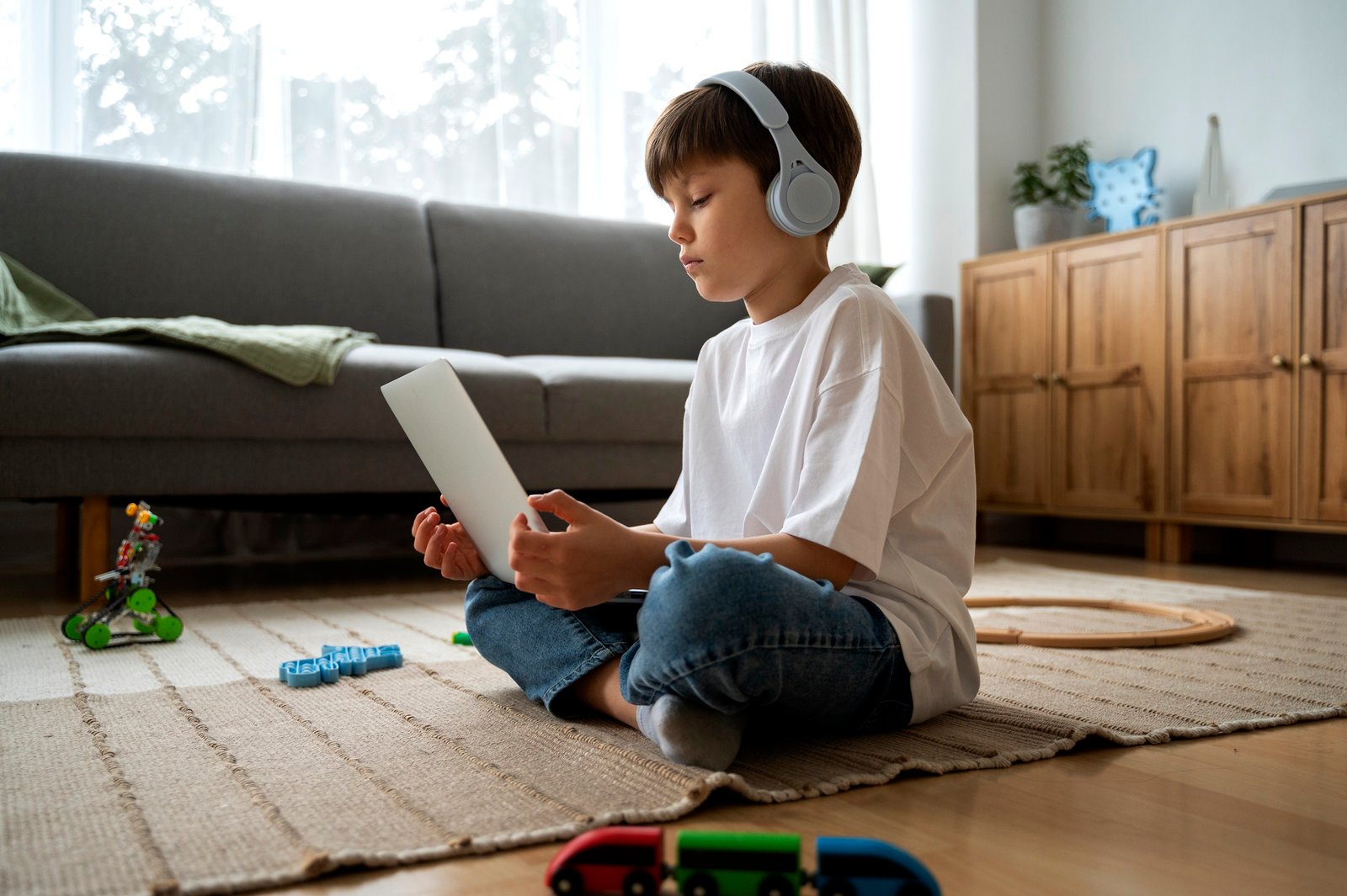 Ilustrasi anak bermain gadget