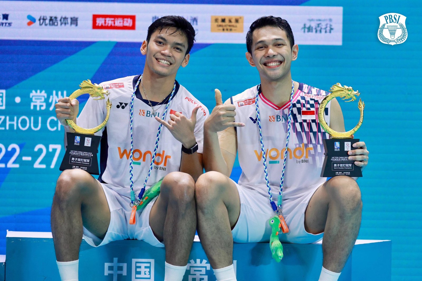 Pasangan ganda putra bulu tangkis Indonesia yang dipasangkan baru-baru ini, Fajar Alfian dan Muhammad Shohibul Fikri,